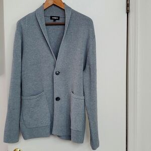 NWOT EXPRESS GRAY 100% Men's cardigan sweater XL reg 2 buttons